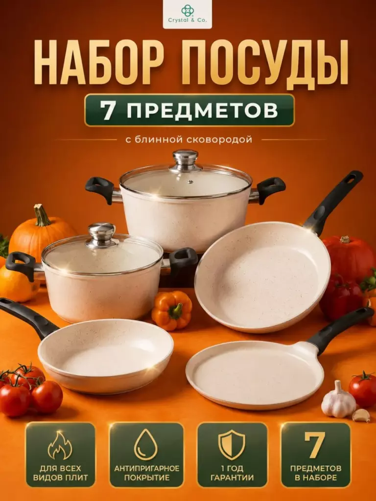 Набор посуды для приготовления, 7 предм.
