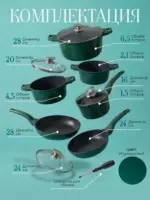 Кастрюля k10, Литой алюминий, 1,3 л, 2 л, 2,1 л, 10 предм.